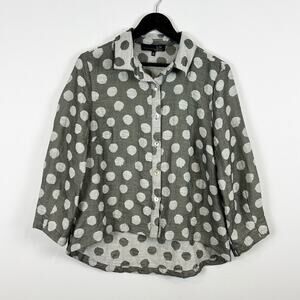 Liv by Habitat Clothes Grey and White Polka Dot Blouse Size Medium
